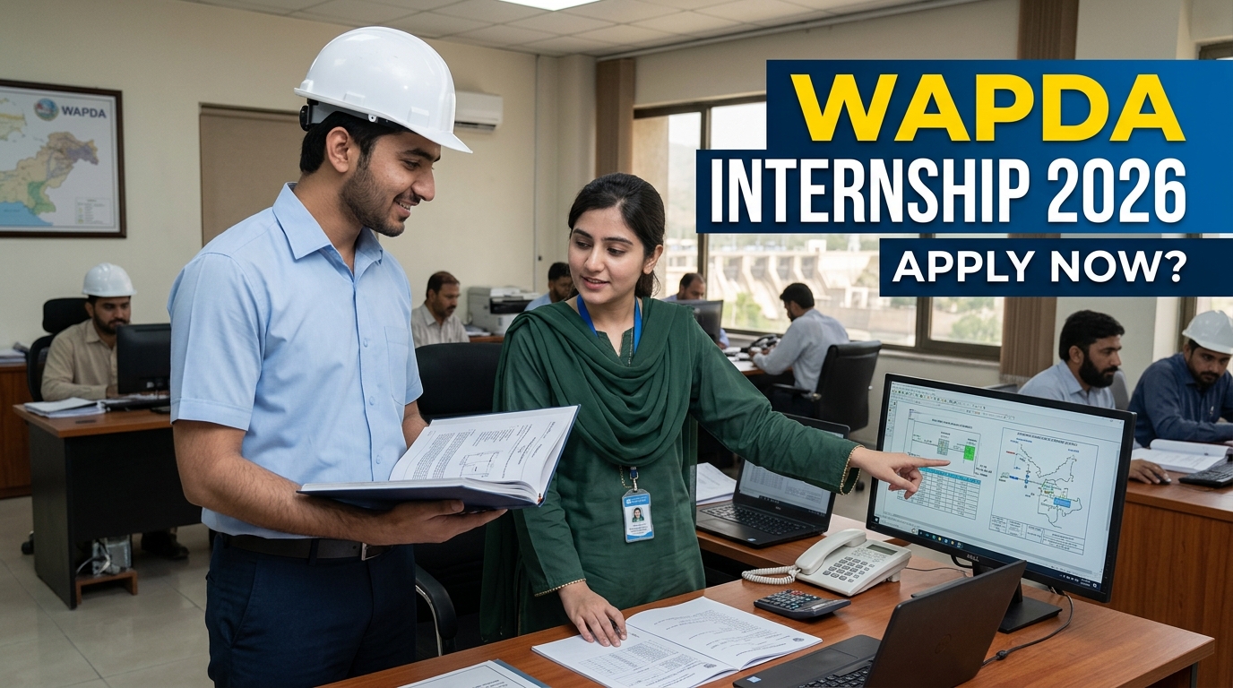 “Engineering interns discussing project in government office setting in Pakistan”