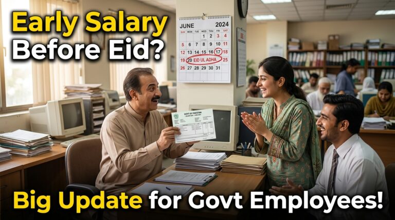 پاکستانی سرکاری ملازمین دفتر میں تنخواہ اور پنشن کے حوالے سے خوشی اور حیرت کا اظہار کر رہے ہیں